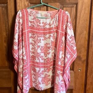 Michael Kors Pink Paisley Flutter Tunic Top